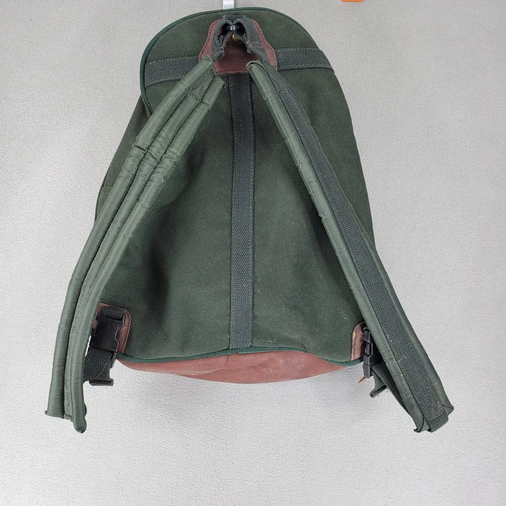Orvis Canvas Leather Backpack Green Rugged Outdoor Field Bag Heritage Vintage